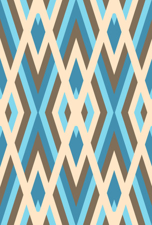 Seamless vector abstract geometric pattern, blue and beige. Textile, fabric, wrapping, packagingのイラスト素材