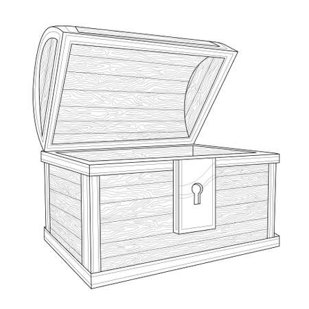 Open chest.Coloring book antistress for children and adults. Black and white drawing. Illustration isolated on white background. Outline style.のイラスト素材