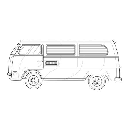 Bus.Coloring book antistress for children and adults. Illustration isolated on white background.Zen-tangle style.のイラスト素材