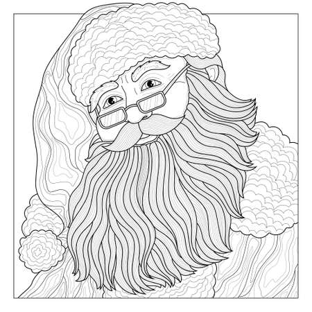 Santa Claus.Coloring book antistress for children and adults. Illustration isolated on white background.Black and white drawing.Zen-tangle style.のイラスト素材
