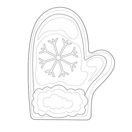 Mitten.Gingerbread christmas.Coloring book antistress for children and adults.Zen-tangle style.Black and white drawingのイラスト素材