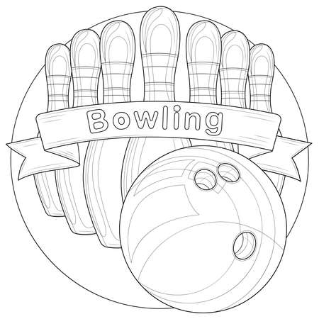 Bowling.Coloring book antistress for children and adults.のイラスト素材
