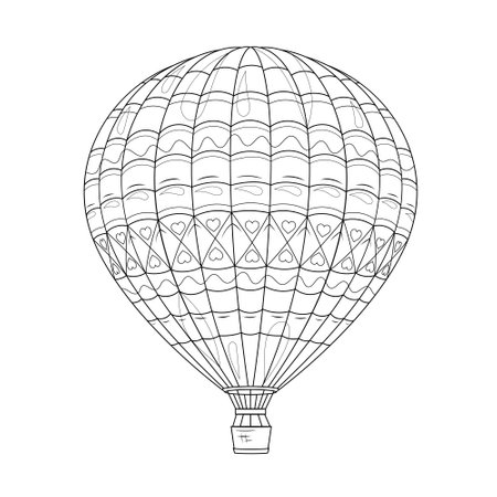 Hot air balloon. Coloring book antistress for adults.のイラスト素材