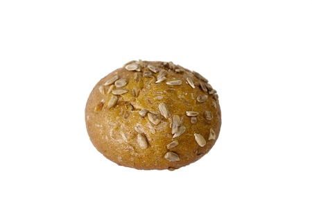 bread with sunflower seeds on white background