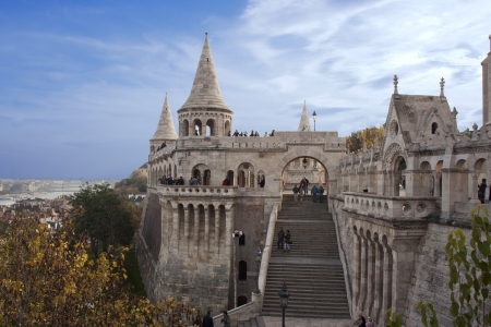 Fisherman's Bastion in Budapest against the blue skyのeditorial素材