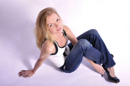 Portrait of a beautiful blond womanの写真素材