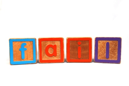 Fail in wooden blocksの写真素材