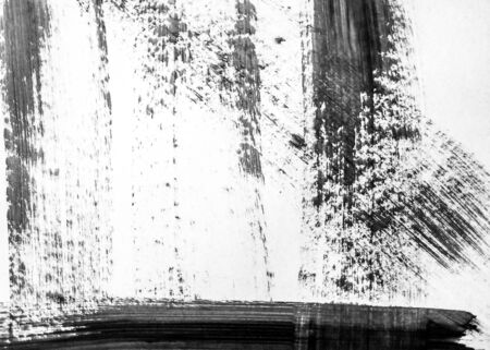 Monochrome Background. Oil Painting. Dirty Abstract Drawing. Grunge Ink Splash. Grayscale Background. Acrylic Texture. Dirty Artistic Pattern. Black And White Pattern.の写真素材