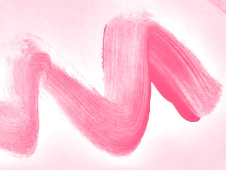 Nail Polish Mark. Coral Oil Brush Stroke. Plastic pink Acrylic Painting. On White Background. Hand Drawn Dirty Art. Plastic pink Lip Gloss Mark. Spotted Distressed Paper.の写真素材