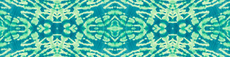 Hand Drawn Seamless Geometric Painting. Aqua Menthe Traditional Pattern. Repeated Minty Green...
