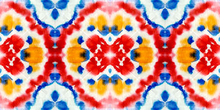 Endless Ikat Pattern. Vivid Repeated African Pattern. Ink Chinese Art. Seamless Bright Hand drawn...