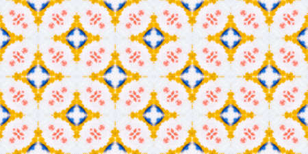 Seamless Spanish Mosaic. Colorful Mexican Ceramic. Multicolor Geometric Watercolor Splash....