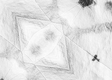 Dirty Textile Design. Black-and-white Background. Old Spotted Batic Silk Cloth. Grayscale Monochrome Art. Crumpled Inked Paper. Black And White Background Rough Tie Dye Print.の写真素材