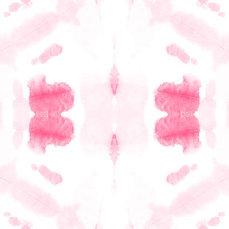 Seamless Rose Geometric Vintage Tie Dye Design. Ornamental Blush Bleach Dyeing. Repeated Salmon Hard...