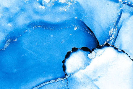 Sky Blue Alcohol Ink Flow Art. Vintage Rustic Pattern. Phantom Blue Alcohol Ink Texture. Abstract...