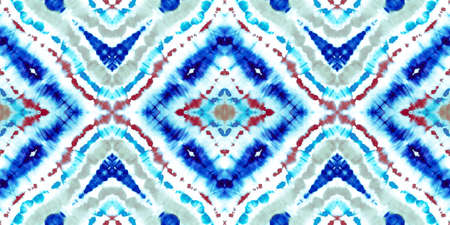 Seamless Vintage Tie Dye Design. Aztec Rug Aquarelle Background. Ornamental Purple Spots Distressed Silk. Nautical Geometric African Pattern. Mint Breeze Repeated Retro Watercolor Print.の写真素材