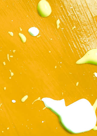 Lime Green Yellow Artistic Dirty Painting. Natural Green Summer Acrylic Stroke. Organic Color Mustard Abstract Eco Background. Fresh Green Sunny Acrylic Artwork. Leafy Color Summer Acrylic Canvas.の写真素材