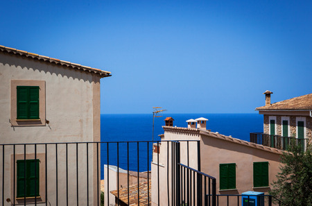 Typical beautiful sea view in small town on Mallorca island, Spain