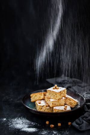 Fresh homemade simple delicious corn and fruits cakeの写真素材