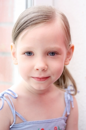 happy time for little girl  portrait of 4 years old girl smilingの写真素材