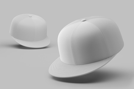 White empty snapback on a white backgroundの写真素材