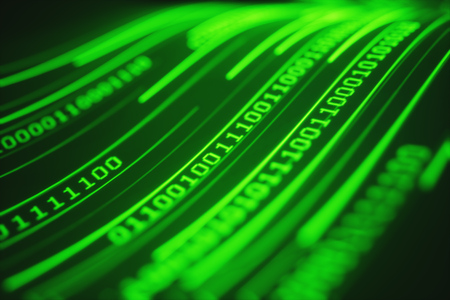 Digital background matrix. Green binary computer code.の写真素材