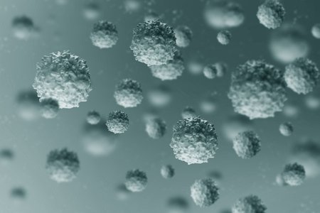 3D illustration on the topic of Microbiology. Microorganisms isolated in the microscopic world.の写真素材