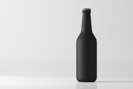 One Matte black bottle on a white background. Mock up. 3d renderingの写真素材