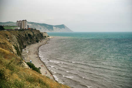 Nice view of the cliff and the sea / ocean. Anapa and the Black Sea, the blue-green color of nature.