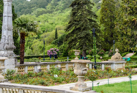 Yalta, Crimea, Russia- May 1, 2020: Massandra Palace - museum of Emperor Alexander III on the...