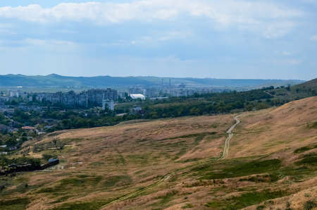 Kerch, Crimea - panoramic view of the city from Mount Mithridates, seaside town, Black Sea resort