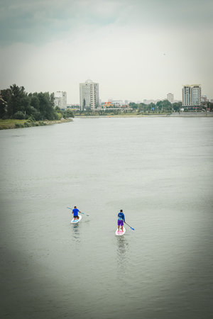 Krasnodar Russia - June 2018: Krasnodar downtown. summer time in South Russia. kuban river sport
