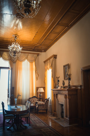 Koreiz, Crimea - July 10. 2019. Yusupov Palace - museum ensemble palace, historic rooms interiors on the southern coast of Crimea at summer timeのeditorial素材