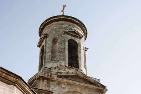 Old stone house exterior view, old churchの写真素材
