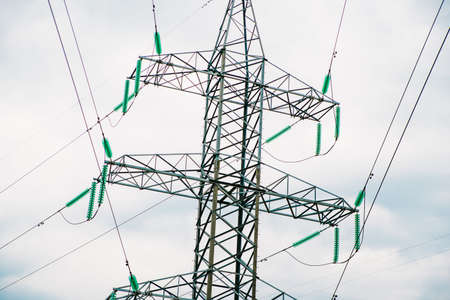 Power Transmission Line, in nature, autumn steppeの写真素材