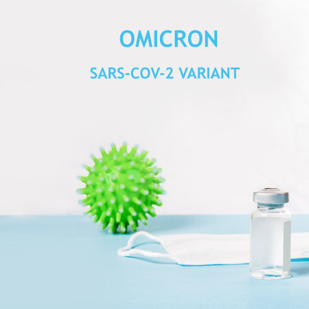 Vaccine and Healthcare Medical concept. Vaccines and syringes white and blue background for prevention, immunization and treatment from corona virus infection novel coronavirus disease omicron coronavirusの写真素材