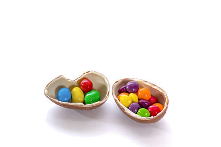 tasty chocolate egg on white, easter timeの写真素材