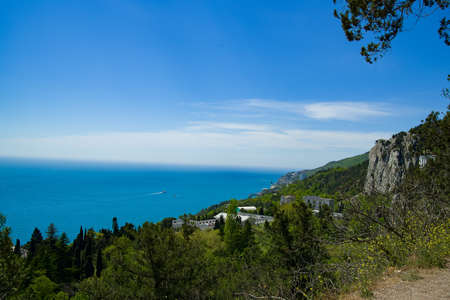 Yalta, Crimean Peninsula. mountain on the horizon. Against the backdrop of the Black Sea.