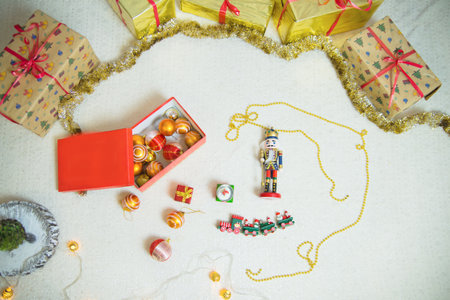 Beautiful festive decorations Beautiful Christmas background.の写真素材