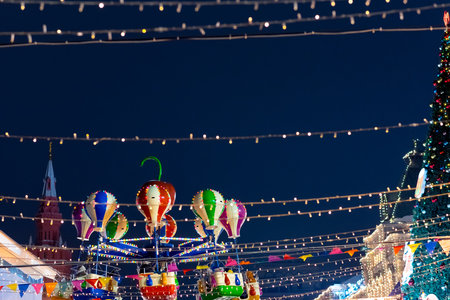 Moscow 12/19/2023 - New Year, walks in the decorated city, Christmas in Moscow, decorated square, decor everywhereの写真素材
