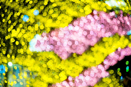 glowing colorful Christmas lights on black background, overlayの写真素材