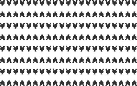 Linocut patterns with the image of a chicken. Chicken pattern black and whiteのイラスト素材