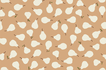 Pattern of pears. Vector background with pear patterns. Background with pear elements. Vector linocut pear image. Modern background with pears.のイラスト素材