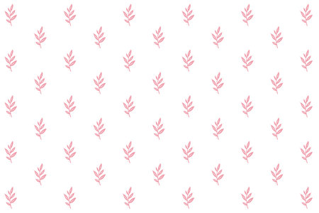 Pattern with pink leaves on a white background. Modern background with pink leaves. Pink linocut leaves on a white background. Vector leaflets. Delicate background with pink.のイラスト素材