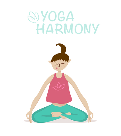 Yoga asana vector illustration. Set of vector girl yoga asana on white background.のイラスト素材