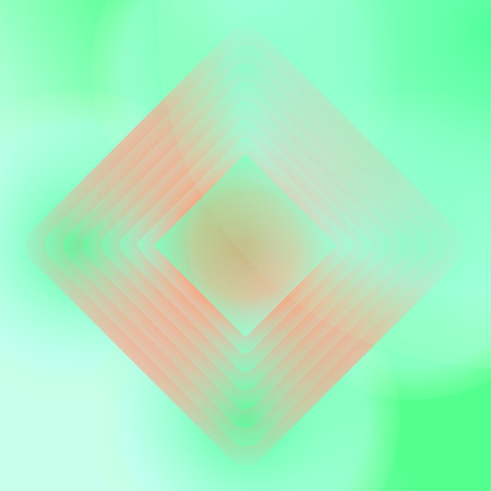 Vector orange and green geometric background. Wallpaper with centered rhombs. Package design. Poster, placard, leaflet backdrop. Packaging design.のイラスト素材