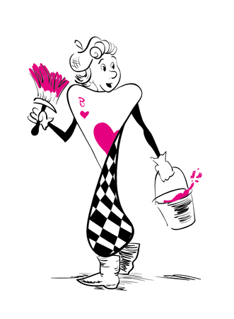 Vector hand drawn illustration of Jack of hearts card from magic deck isolated on white background. Children book illustration.のイラスト素材