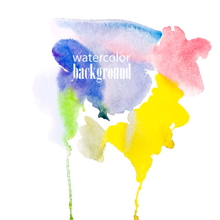 Watercolor abstract vector pattern with splattered drops and spots of paint on white background. Hand draw colorful background.のイラスト素材