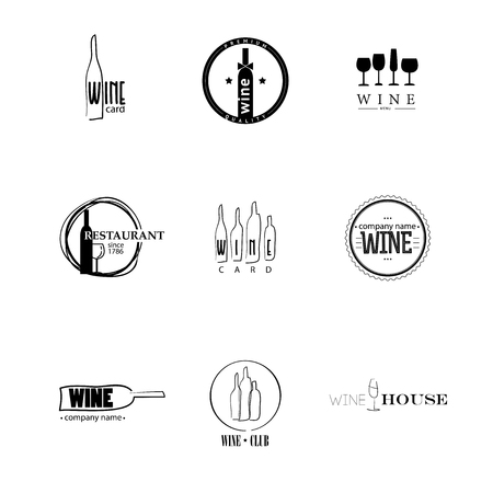 Vector set of wine icon. Wine restaurant or company icon collection.のイラスト素材