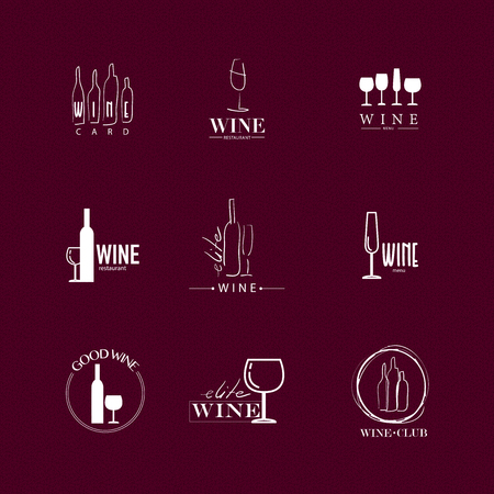 Vector set of wine icon. Wine restaurant or company icon collection.のイラスト素材